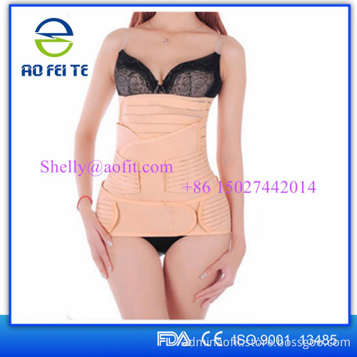 Postpartum Recovery new design 3 pieces pink corset body shaper waist slimmer gastric waist belt